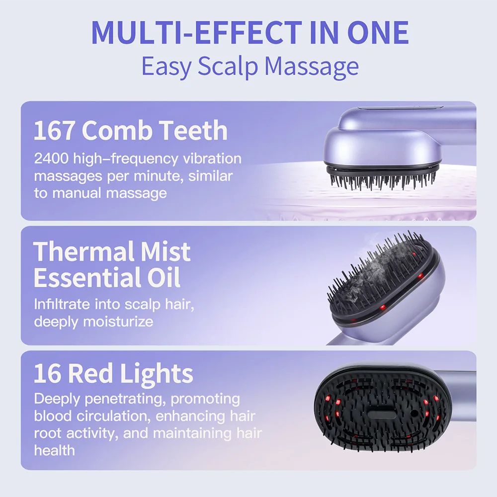 Nolya™ Hair Growth Brush With Red Light & Oil Mist